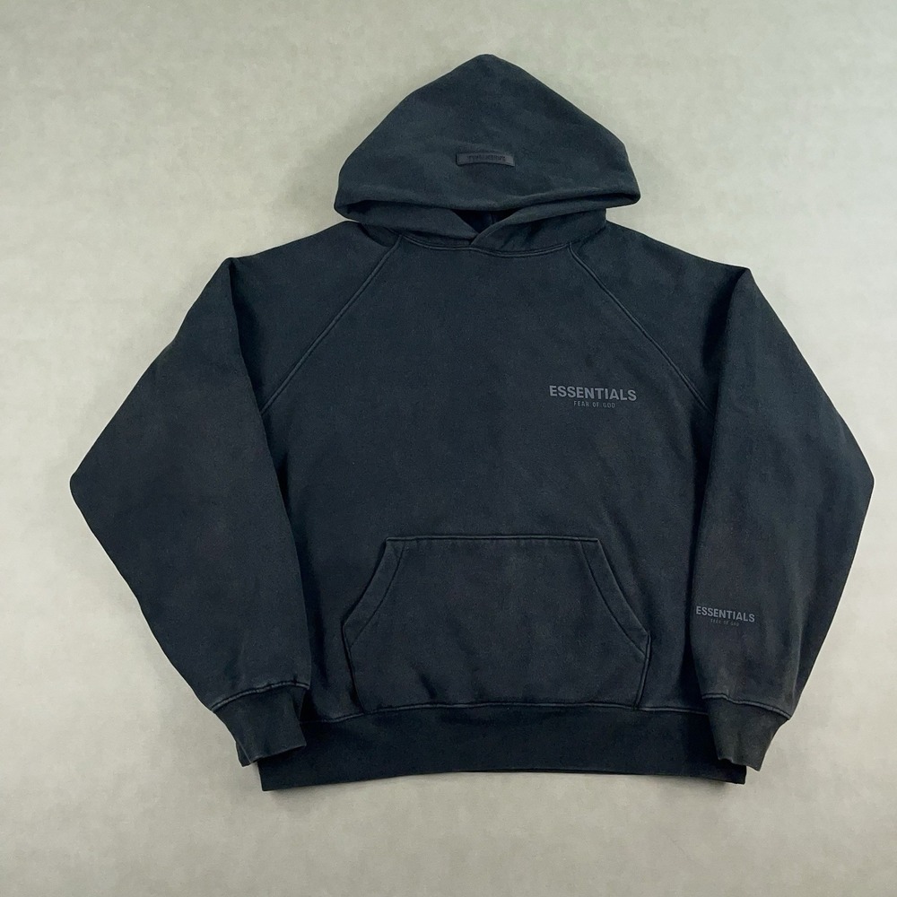 Fear of God Essentials Hoodie XS Pullover Fleece Logo Black Oversized Boxy Fit